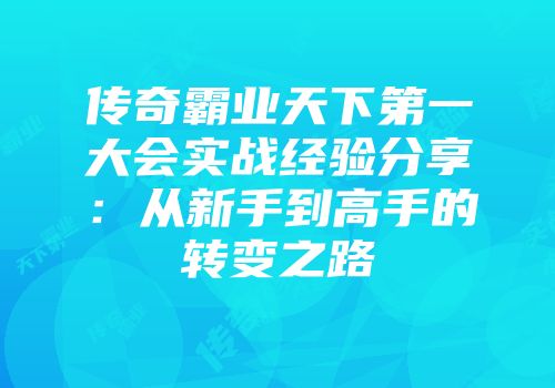 传奇霸业天下第一大会实战经验分享：从新手到高手的转变之路