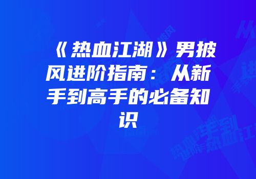 《热血江湖》男披风进阶指南：从新手到高手的必备知识