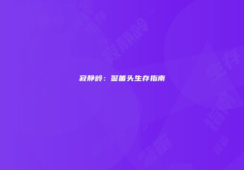 寂静岭：警笛头生存指南