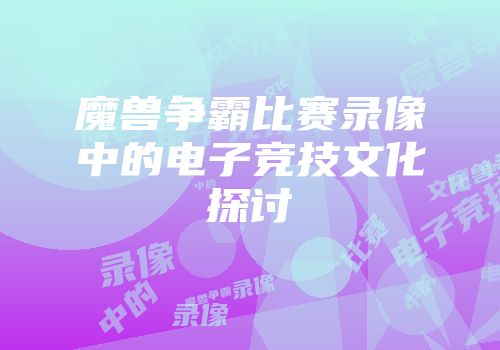魔兽争霸比赛录像中的电子竞技文化探讨
