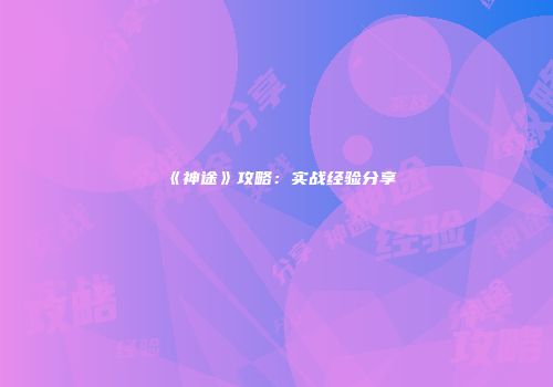 《神途》攻略：实战经验分享