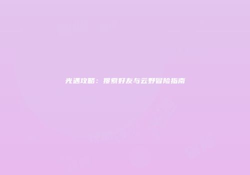 光遇攻略：搜索好友与云野冒险指南