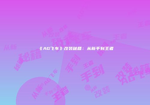 《AG飞车》改装秘籍：从新手到王者