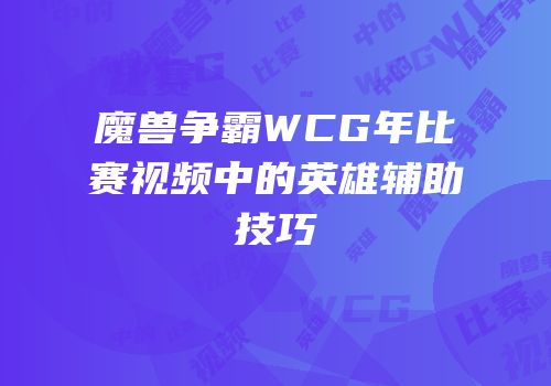 魔兽争霸WCG年比赛视频中的英雄辅助技巧