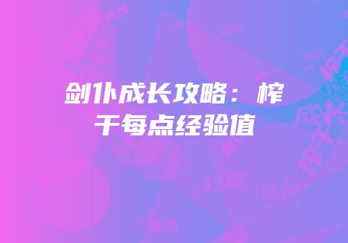 剑仆成长攻略：榨干每点经验值