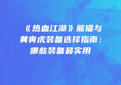 《热血江湖》熊猫与黄寅虎装备选择指南：哪些装备最实用