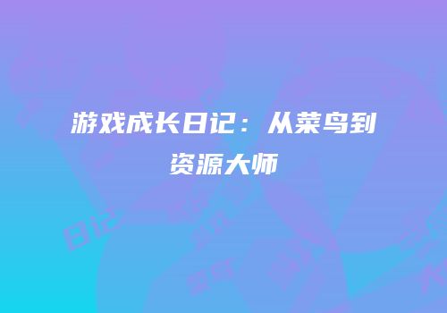 游戏成长日记：从菜鸟到资源大师