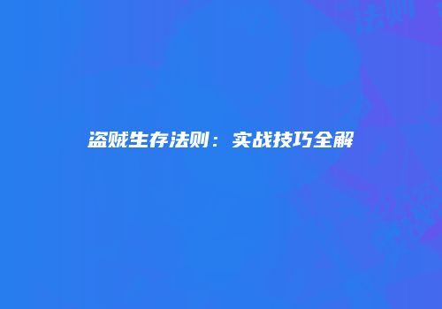 盗贼生存法则：实战技巧全解