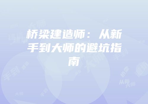 桥梁建造师：从新手到大师的避坑指南
