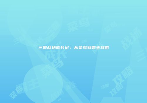 三国战场成长记：从菜鸟到霸主攻略
