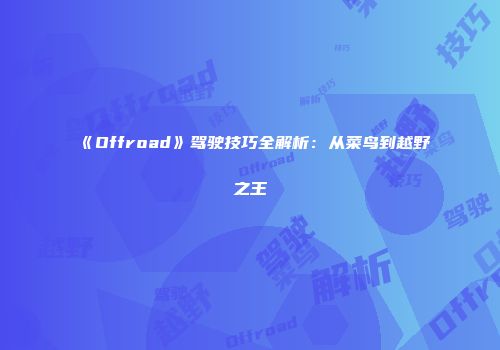 《Offroad》驾驶技巧全解析：从菜鸟到越野之王