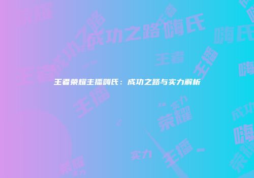 王者荣耀主播嗨氏：成功之路与实力解析