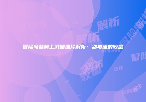 冒险岛圣骑士武器选择解析：剑与锤的较量