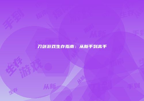刀剑游戏生存指南：从新手到高手