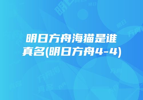 明日方舟海猫是谁真名(明日方舟4-4)