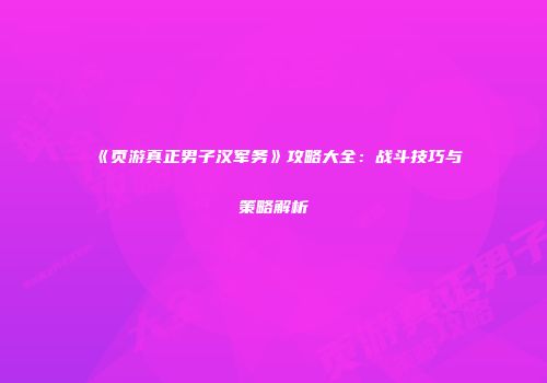 《页游真正男子汉军务》攻略大全：战斗技巧与策略解析