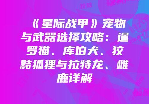 《星际战甲》宠物与武器选择攻略：暹罗猫、库伯犬、狡黠狐狸与拉特龙、雌鹿详解