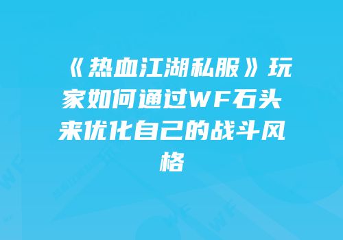 《热血江湖私服》玩家如何通过WF石头来优化自己的战斗风格