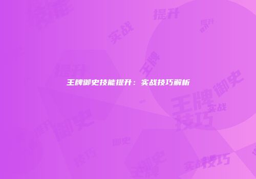 王牌御史技能提升：实战技巧解析