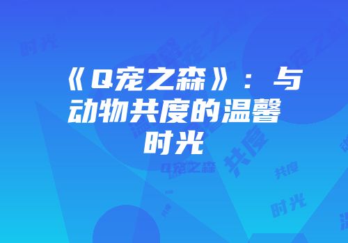 《Q宠之森》：与动物共度的温馨时光
