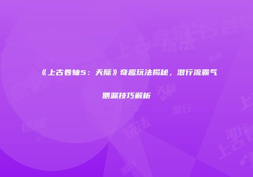 《上古卷轴5：天际》奇趣玩法揭秘，潜行流霸气侧漏技巧解析