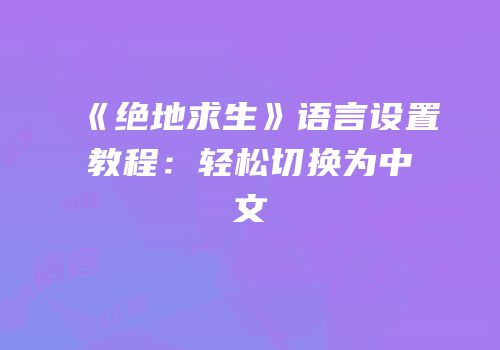 《绝地求生》语言设置教程：轻松切换为中文