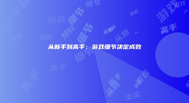 从新手到高手：游戏细节决定成败