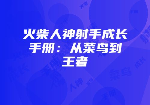 火柴人神射手成长手册：从菜鸟到王者