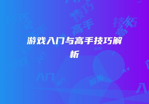 游戏入门与高手技巧解析