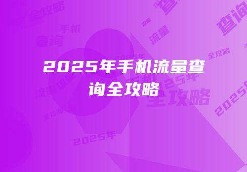 2025年手机流量查询全攻略