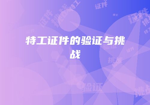 特工证件的验证与挑战