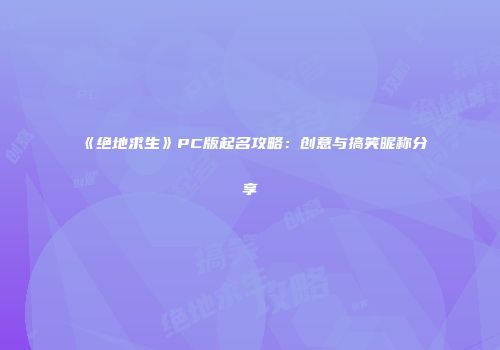 《绝地求生》PC版起名攻略：创意与搞笑昵称分享