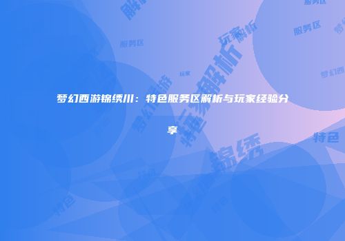 梦幻西游锦绣川：特色服务区解析与玩家经验分享