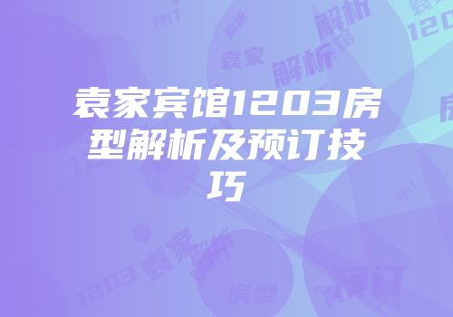 袁家宾馆1203房型解析及预订技巧
