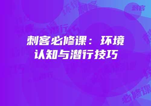 刺客必修课：环境认知与潜行技巧