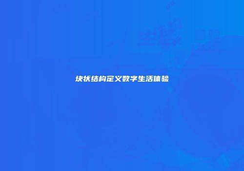 块状结构定义数字生活体验