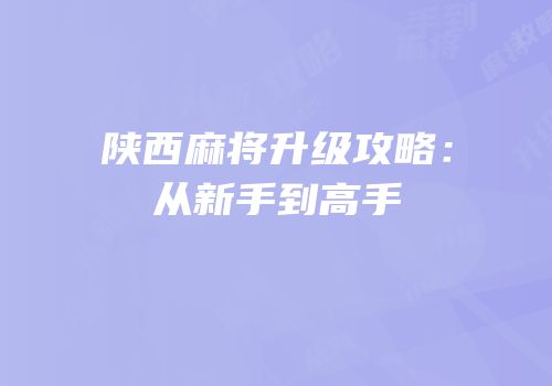 陕西麻将升级攻略：从新手到高手