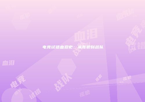 电竞试错血泪史：从孤狼到战队