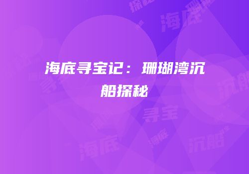 海底寻宝记：珊瑚湾沉船探秘