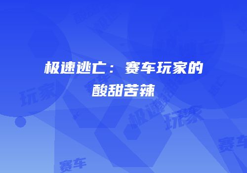 极速逃亡：赛车玩家的酸甜苦辣