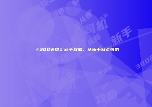 《300英雄》新手攻略：从新手到老司机