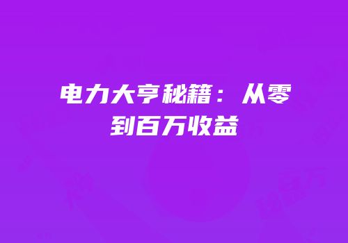 电力大亨秘籍：从零到百万收益