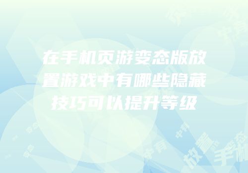 在手机页游变态版放置游戏中有哪些隐藏技巧可以提升等级