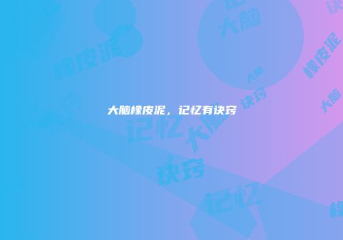 大脑橡皮泥，记忆有诀窍