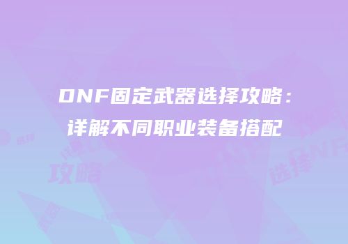 DNF固定武器选择攻略：详解不同职业装备搭配