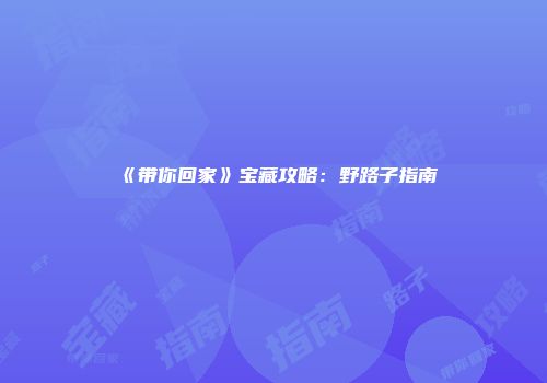 《带你回家》宝藏攻略：野路子指南