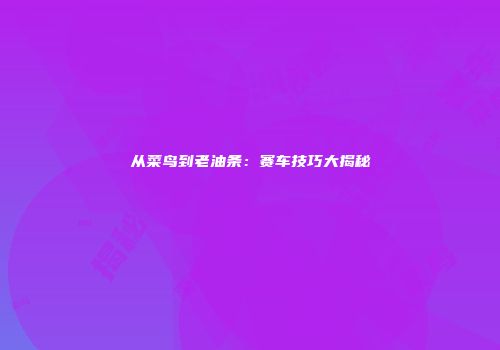 从菜鸟到老油条：赛车技巧大揭秘