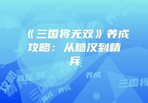 《三国将无双》养成攻略：从糙汉到精兵