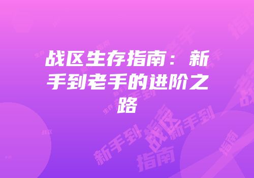 战区生存指南：新手到老手的进阶之路