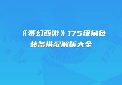 《梦幻西游》175级角色装备搭配解析大全